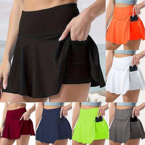 Plus Size Solid Color Sports Skort Casual Comfy Breathable