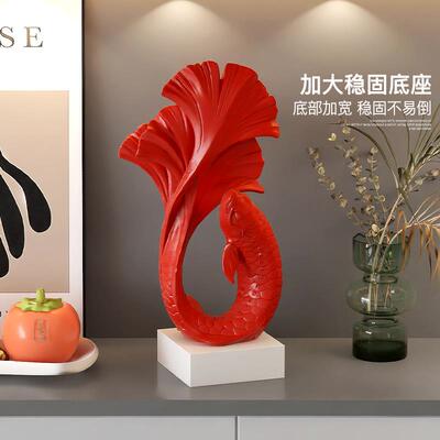 锦鲤摆件轻奢高玄感小nsd24101众客饰厅旺宅级酒柜电视柜入户关桌