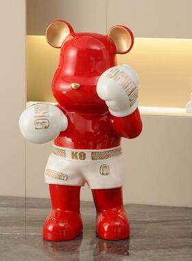 拳击馆暴力熊存钱罐健身房格斗馆落地大摆件开 业礼物家居装饰礼