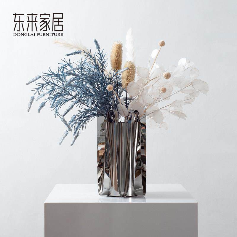 高端轻奢花艺摆件客厅桌蓝色假花仿真花摆设样板间餐桌装饰品摆花