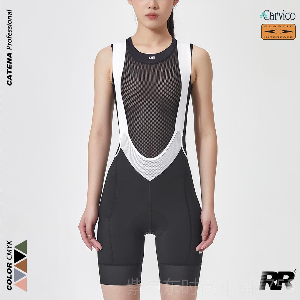 高档RR2裤02款4夏季新双骑箭头背带行裤女款背带短公路自行车骑行