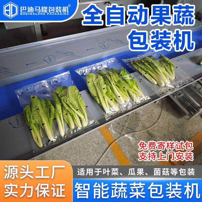 生鲜瓜果蔬菜枕式包装机多功能菜心白菜油麦菜全自动套袋打包机