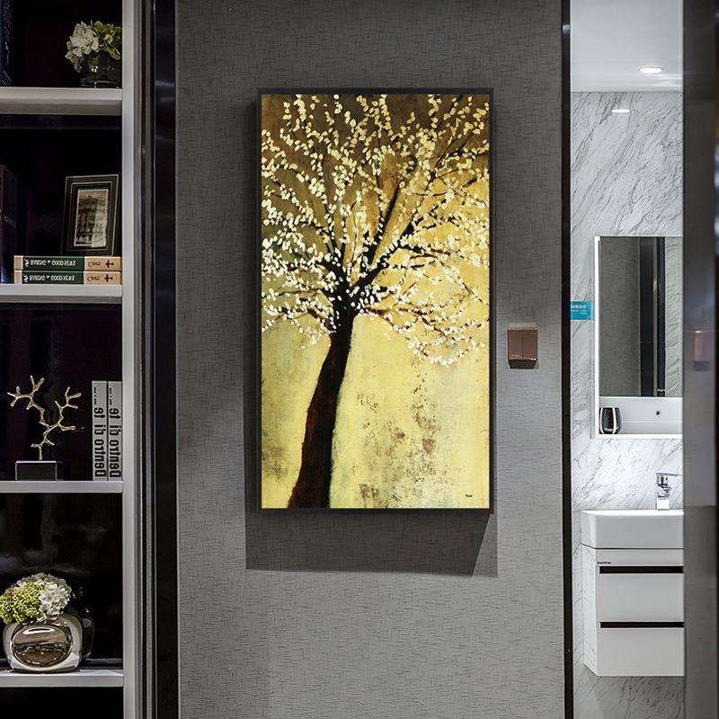 欧式抽象纯手工油画走廊招财树立体装饰画样板房酒店客房纯手绘画