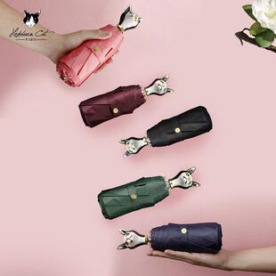 赫本猫五折大号缎面布防晒遮阳伞女士手动折叠伞晴雨两用伞口袋伞