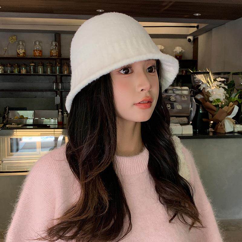 帽子女冬季日系简约渔夫帽宽檐显脸小防寒盆帽素颜学生遮脸水桶帽