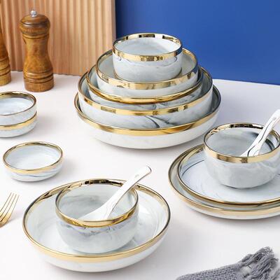 Marble Dinner Plate Set Ceramic Kitchen Plate Tableware Set1