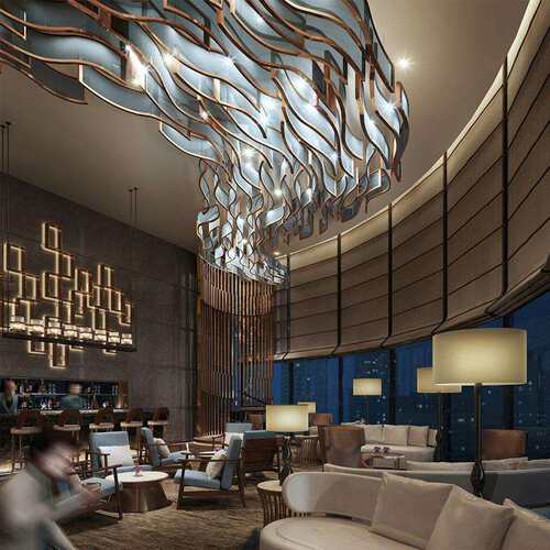 大型非标工程DZ设计师吊灯商场婚宴会酒店大堂波浪形售楼部灯具