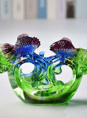 现代摆设创意摆件桌面开业家居商务琉璃礼品公司办公室装饰品简约