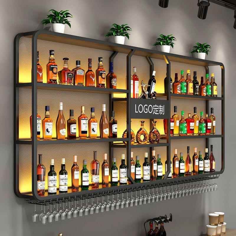 铁艺挂式墙酒上吧台酒餐厅吧酒柜壁墙上壁RRF挂式架墙置物架轻奢