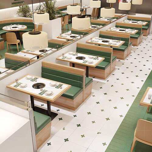 火锅店实木卡座沙发岩板火锅桌烤肉一体桌椅组合商用桌椅