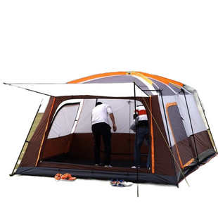 12人 二室一厅户外露野营大型帐篷2两房露营加厚5防大暴雨6