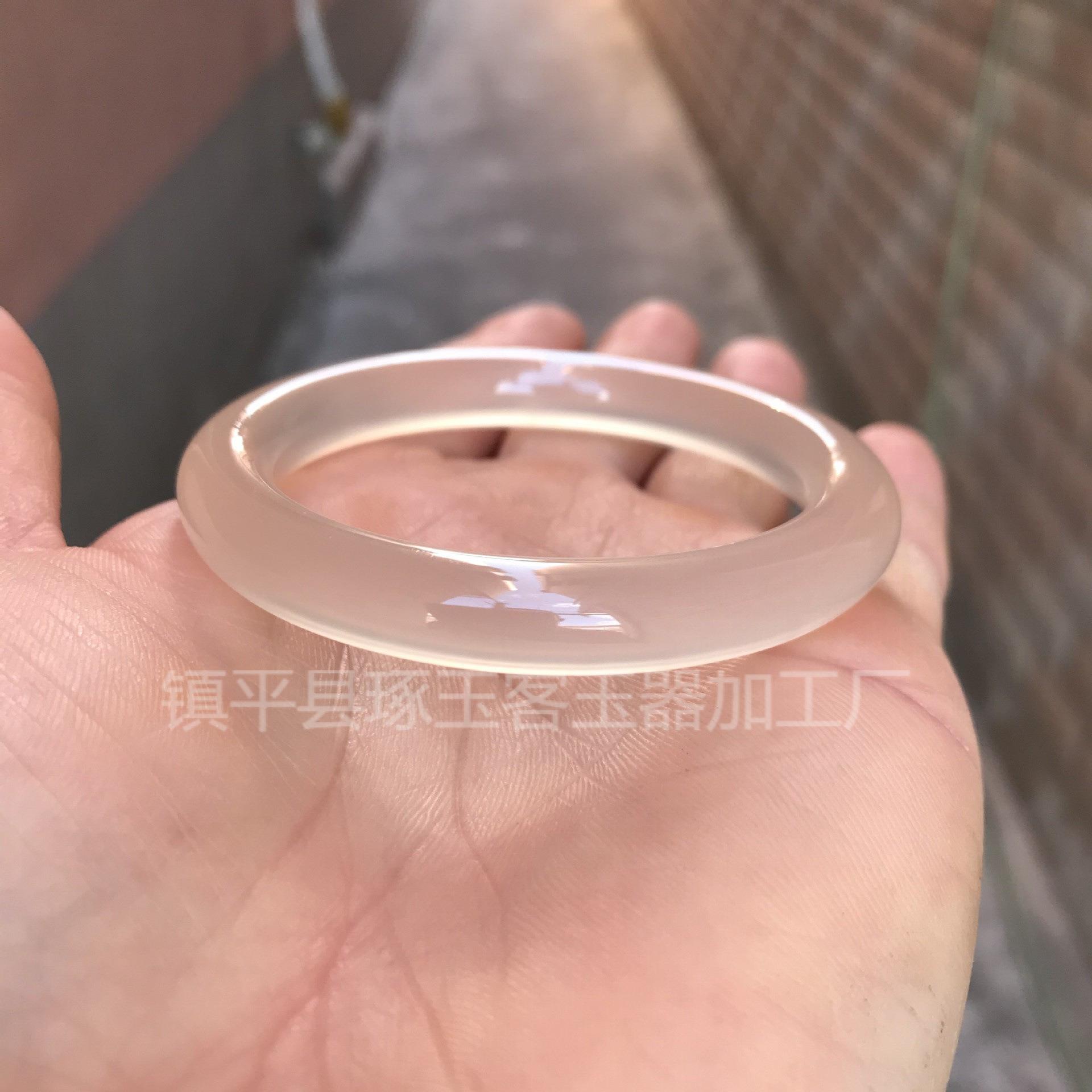 2026原色无烧马达加斯加圆条玛瑙手镯冰种香槟玉髓镯子荔枝冻圆条