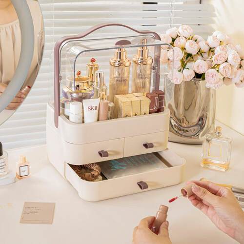 Influencer cosmetic storage box, desktop drawer-style dust-p
