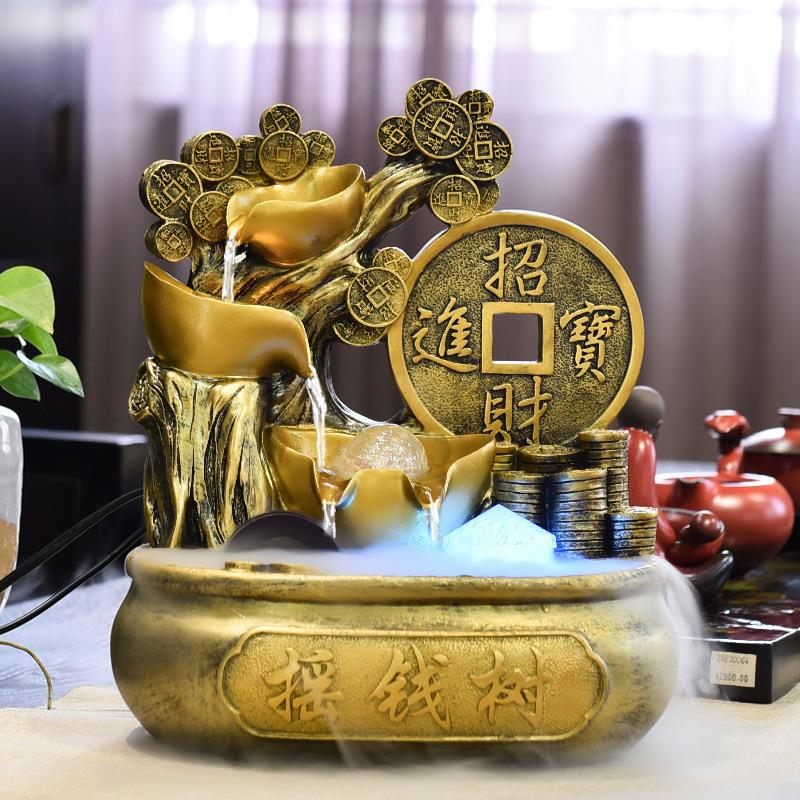 特价风水轮流水生财循环水招财摆件开业礼品聚宝盆发财树球摇钱树