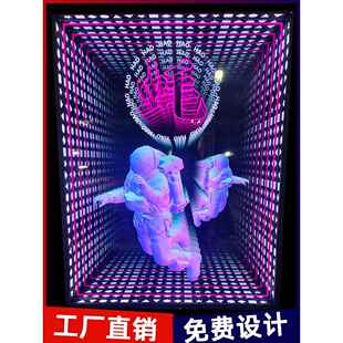 需定制无限深渊镜千层镜灯箱霓虹灯地砖灯门头招牌发光字网红背景