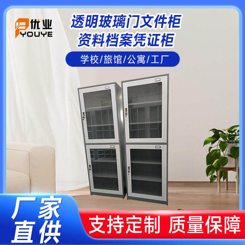 透明玻璃门文件柜资料档案凭证柜门玻璃铁皮文件柜厂家