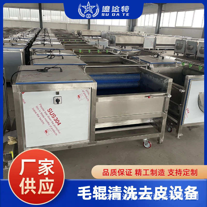 毛辊喷淋清洗机毛辊一体去皮机毛辊清洗机萝卜毛辊土豆去皮机
