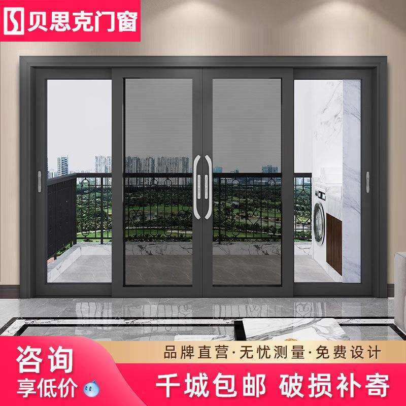 封阳台重型推拉门落地封窗提升入户大门玻璃商铺门铝合金中窄移门图片