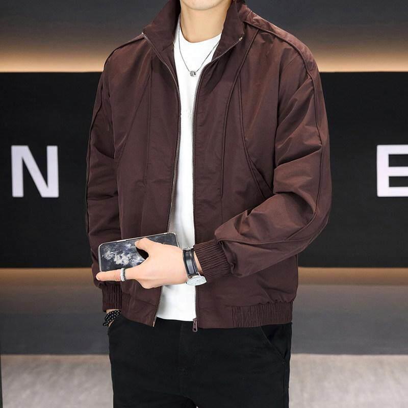 2025新款外套男士韩版潮流帅气棒球服纯色高级感衣服休闲立领夹克