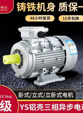 2极YS三相异步铝壳电机0.75kw1.1kw1.5千瓦2.2kw3kw4kw铝壳电动机