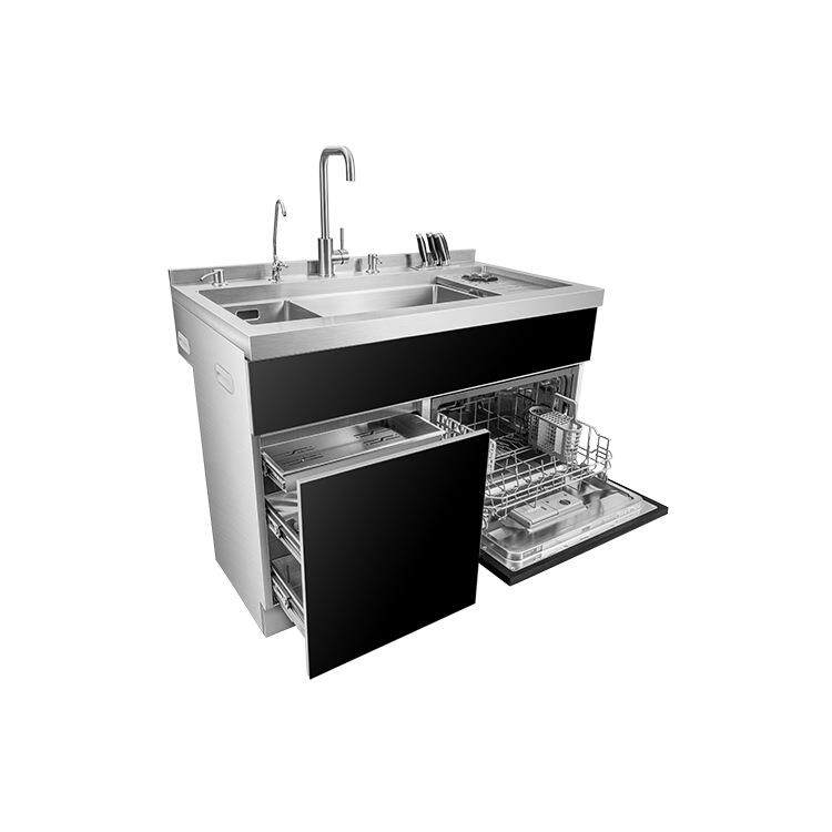 家用集成水槽消毒柜一体带拉篮洗碗机多功能一体式集成水槽手工槽
