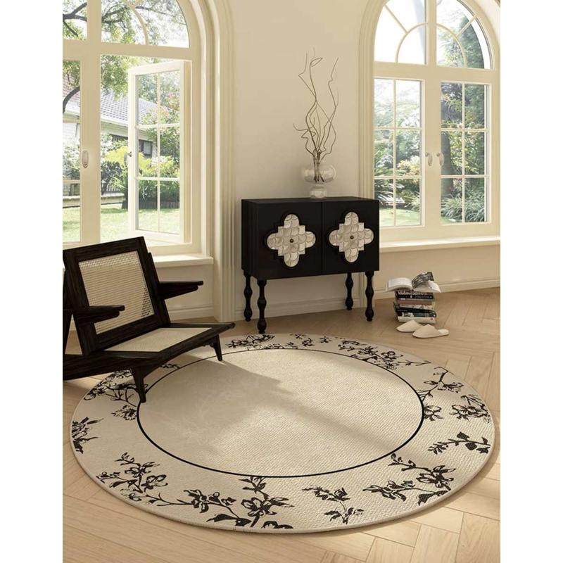 复古圆形地毯客厅沙发茶几卧室床边化妆梳妆台椅子地垫黑色,居家布艺,地毯,淘宝优惠券,粉丝福利购,淘宝优惠卷