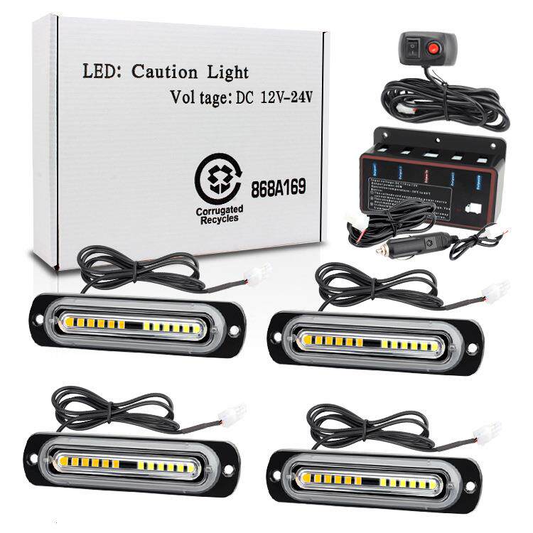一拖四汽车LED格栅灯爆闪灯48led中网警示灯高亮频闪灯4×12led