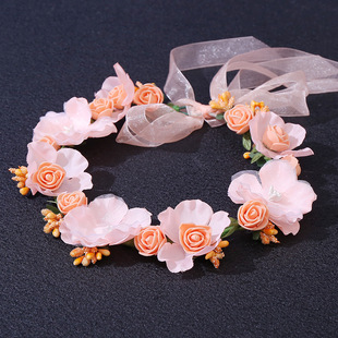 花环订婚韩式 新娘头饰婚纱仿真花朵发箍森女海边度假沙滩配饰头花