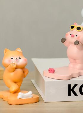 蕊杰新款小猪手机支架懒人追剧摆设送女友生日礼物网红猪创意礼品