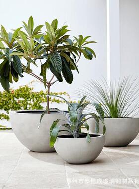 外户璃钢花箱商池场花盆落地花钵花缸园林景玻观种植587圆形花盆