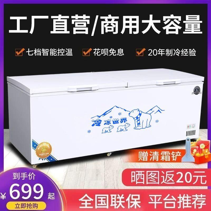 冰柜全冷冻冷藏商用双门大容量卧式节能冷冻温双温雪柜冰箱冷柜