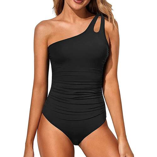 Single shoulder one-piece tight swimsuit for women with
