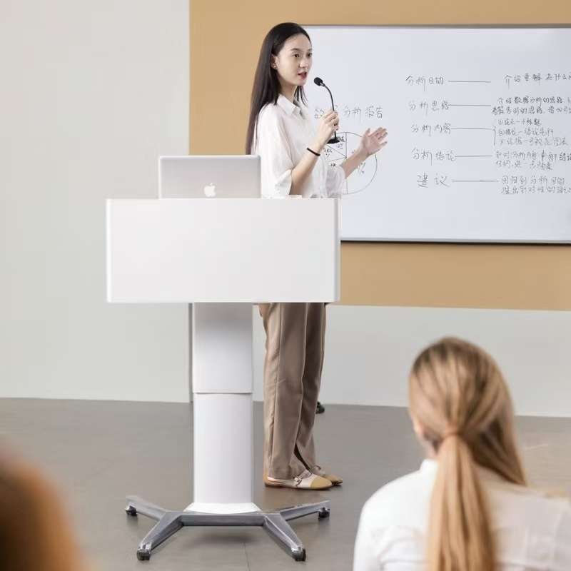 多媒体讲台发言台教室教师智慧讲台桌会议室培训可移动升降演讲台