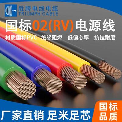 胜牌国标RV 0.5 0.75 1.5 4 6 10平方单芯软线连接家用铜芯电源线