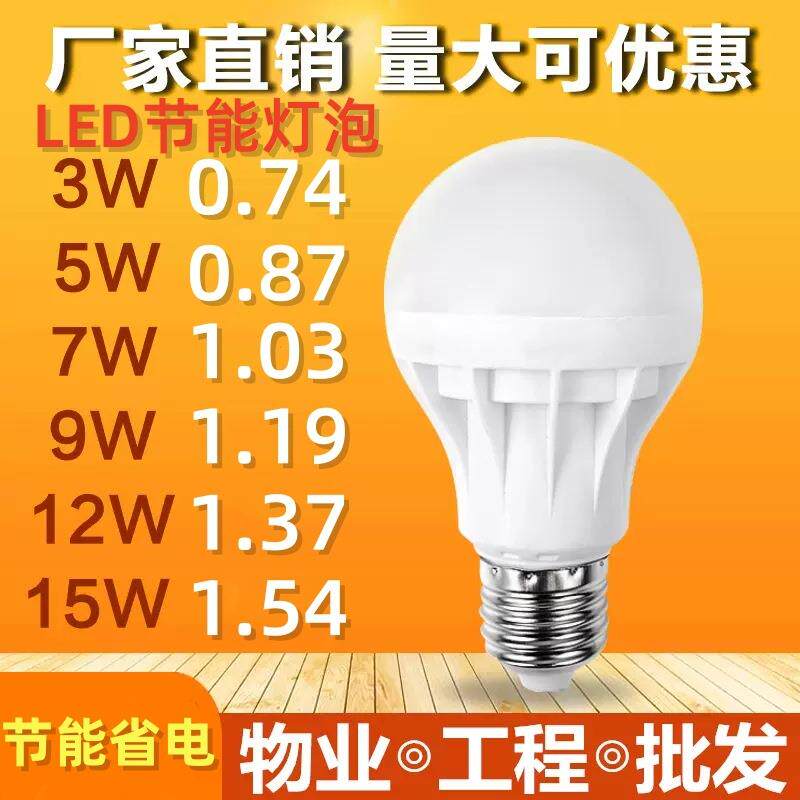 led灯泡超亮e27螺口地摊家用室内白光仿飞塑料节能球泡灯厂家