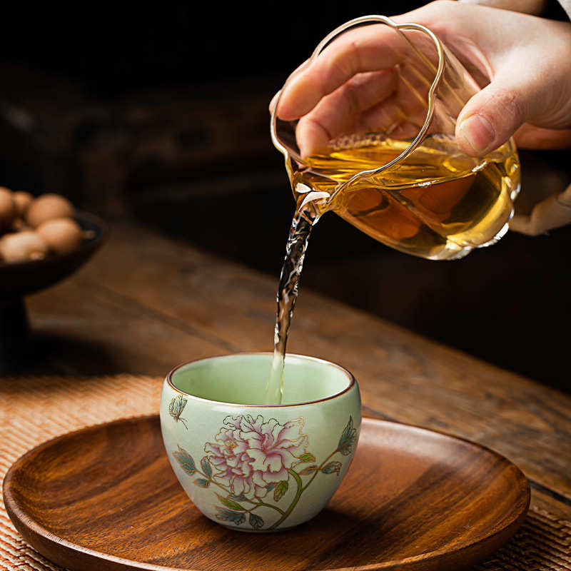 汝窑洛阳茶杯功夫月白单红品茗主人陶瓷银茶盏茶具杯家用徐子随杯