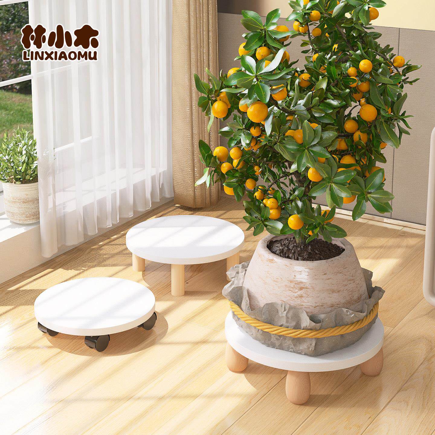 花盆托盘带轮可移动底座花架置物架花架子客厅落地式植物摆放架子
