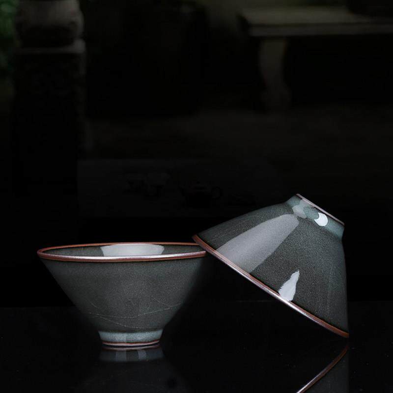 亲韵青瓷品茗杯家用哥窑主人杯陶瓷功夫茶具茶杯斗笠杯冰裂小茶碗