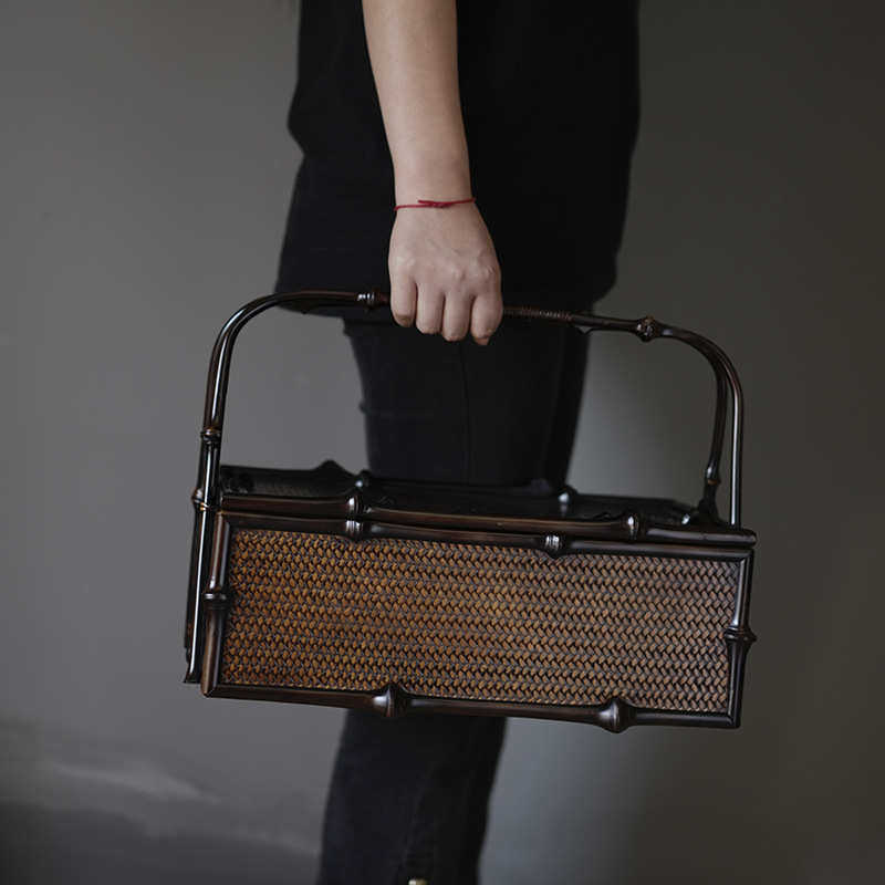 新中式筇竹制夏梦手提茶箱复古茶具收纳盒食盒提篮,餐饮具,茶具礼盒,淘宝优惠券,粉丝福利购,淘宝优惠卷