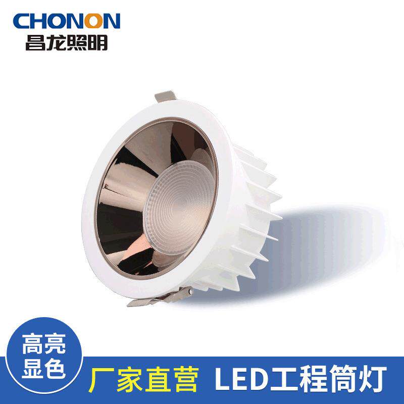LED筒灯圆形嵌入式射灯客厅吊顶孔灯通天花灯15w工程筒灯