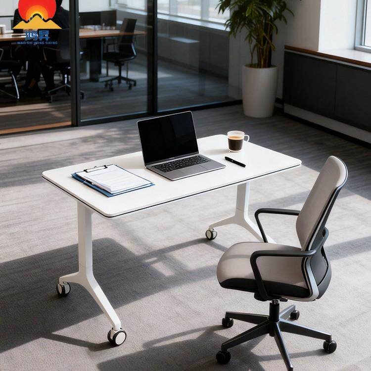 培训桌折叠会议桌组合拼接课桌多功能侧翻长条桌可移动双人桌