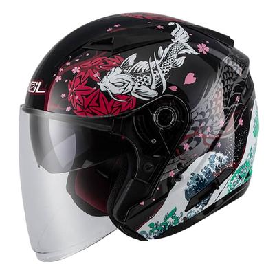 高档中国湾SOL摩托双车头盔浮世个性开放式3台/4四季半盔镜片绘SO