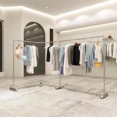 服装店展示架落地转角创意女装店中间架子中岛陈列道具不锈钢拉丝