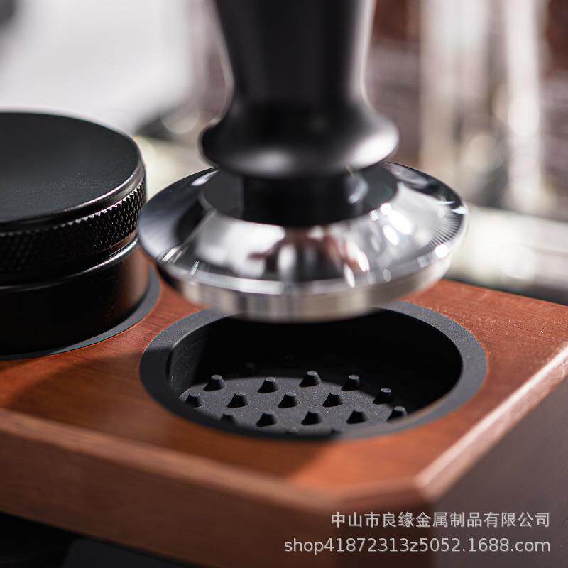 抽屉式咖啡压粉座实木填压座布粉压粉器咖啡手柄支架粉锤收纳底座