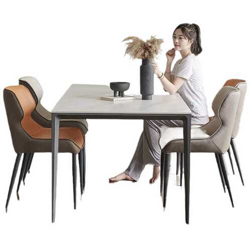 依诺岩板铝合金极简餐桌椅组合现代简约家用小户型高档长方形饭桌