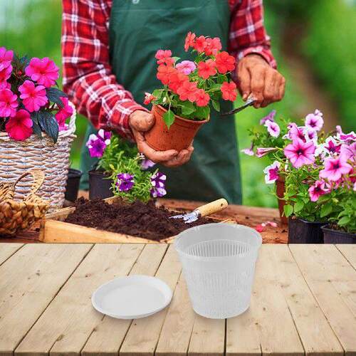 Plastic Orchid Pot Clear Flower Pot Drainage Holes Indoor