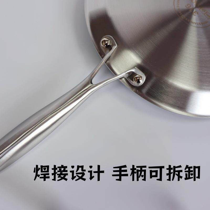 跨境班戟锅不锈钢平底锅不粘锅无油烟煎锅烙饼304三层钢披萨盘