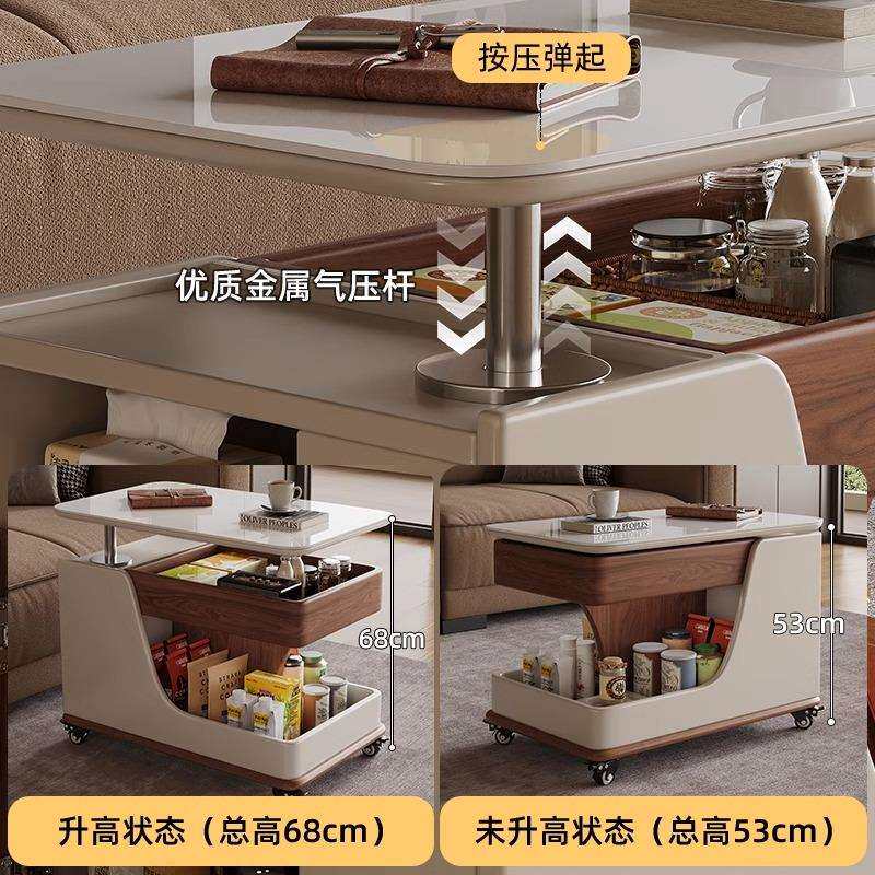 实木沙发边几多功能升降茶几床头边柜客厅家用小户型移动推车茶台