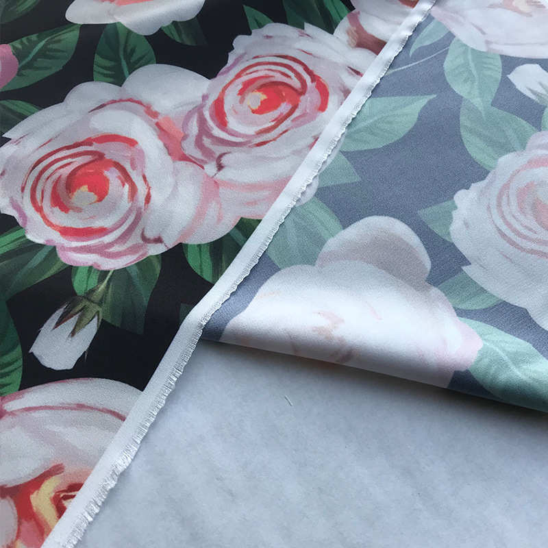diy玫瑰大朵新款面料手工印花服装面料  2019
