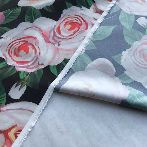 大朵玫瑰新款2019服装面料diy手工面料印花